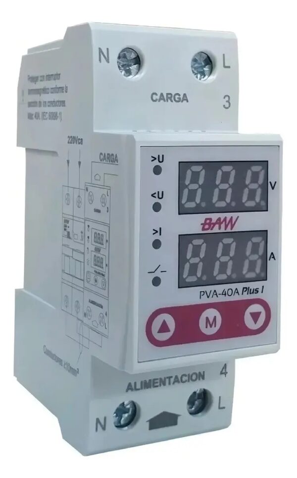 BAWPVA40-1.jpg Relé Protector Digital Monofásico 220 V 40 A