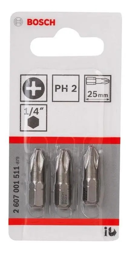 Punta Phillips Bosch PH2 x 25 mm (Pack x3)