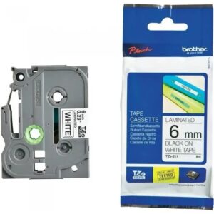 Cinta Laminada Brother TZe 6 mm Negro sobre Blanco