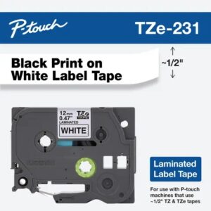 Cinta Laminada Brother TZe 12 mm Negro sobre Blanco