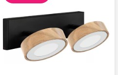 Aplique de Pared Egos 2 Luces Madera y Negro
