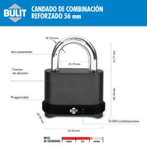 Candado de Combinación Reforzado 10.000 Combinaciones