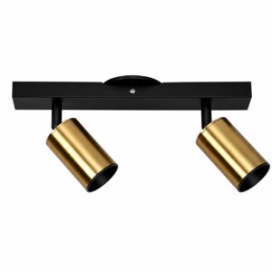 Aplique de Pared 2 Luces GU10 Negro y Oro