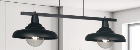 Colgante Pantalla 2 Luces Negro