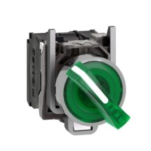Selector Luminoso Metálico 2 Posiciones LED 24 V Verde