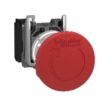 Pulsador de Parada de Emergencia Schneider Harmony XB4 Rojo 1/4 Giro 1NC