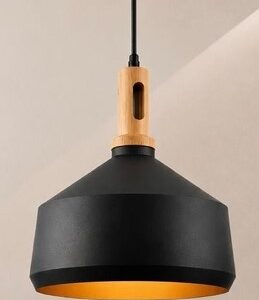 Colgante 35 cm Negro con Oro y Madera