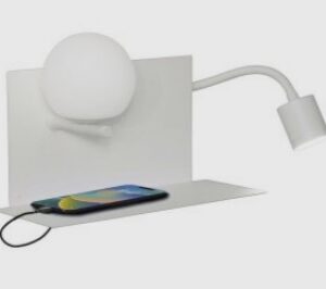 Velador de Pared Globo con Lector Derecho Blanco