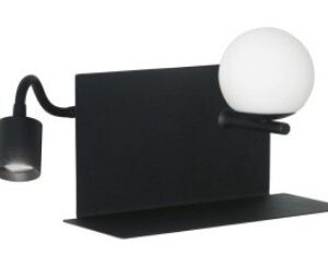 Velador de Pared Globo con Lector Derecho Negro