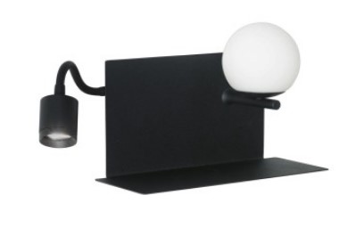 Velador de Pared Globo con Lector Derecho Negro