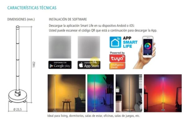 Lámpara de Pie RGB-W Smart 20 W LDP20-RGB-T