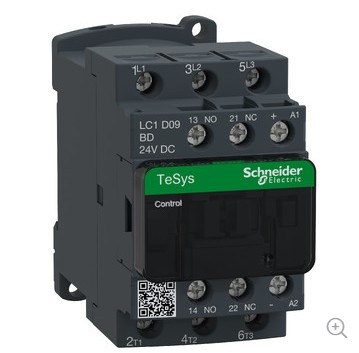 Contactor Schneider Electric LC1D 9A 24VCC Tripolar NA+NC