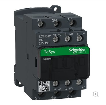 Contactor Schneider Electric LC1D 12A 24VCC Tripolar NA+NC