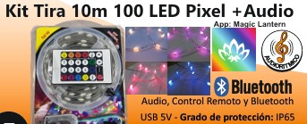Kit LED de 10 Metros con Control por Audio IP65 5 V
