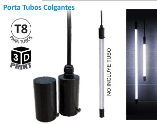 Colgante Portalámpara para Tubo Blanco y Negro