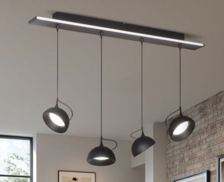 Colgante Noa Imán Negro de 4 Luces Dimerizables