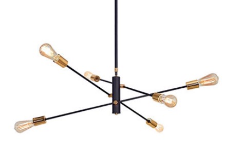 Colgante Vintage Negro de 6 Luces con Brazos Móviles E27
