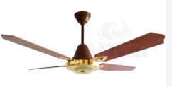 Ventilador de Techo Dorado con Aspas de Madera