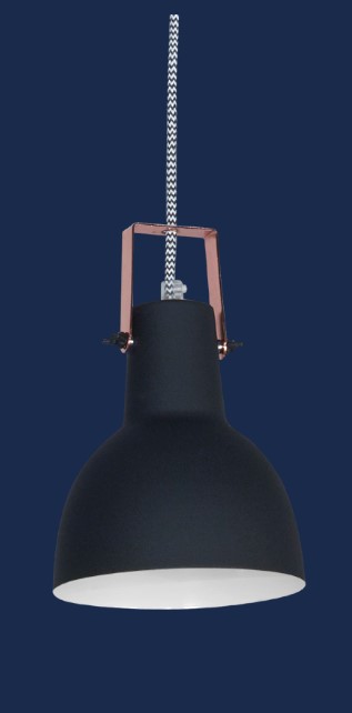 Colgante Noruega Negro con Cromo de 1 Luz