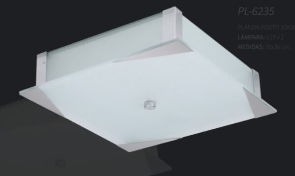 Plafón Cuadrado Platil de 30 × 30 cm para 2 Lámparas E27